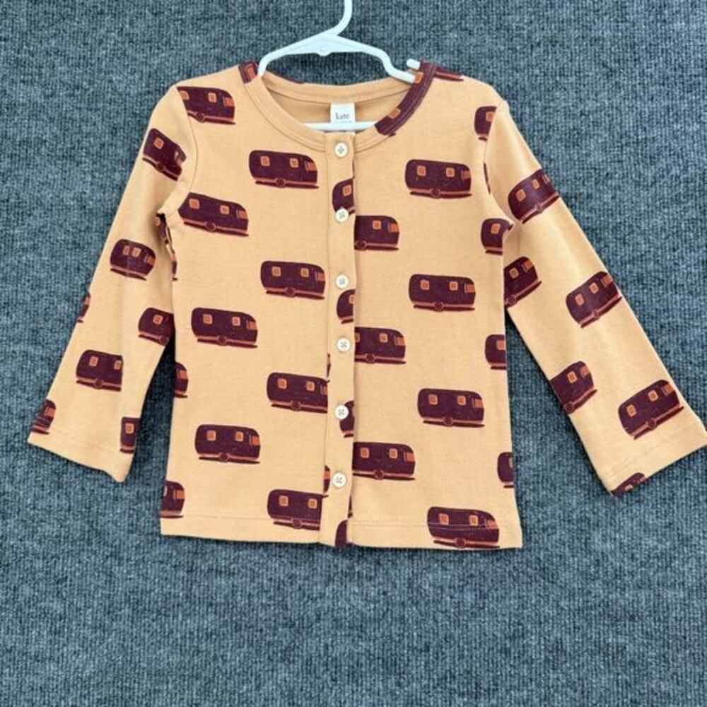 Kate Quinn Button Up Cardigan Size 4T Camper Trailer Organic Cotton Jersey Knit